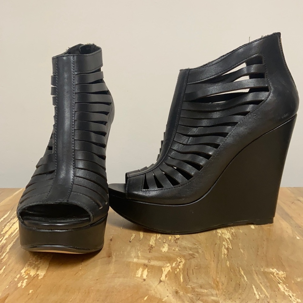 Black Strappy Wedges